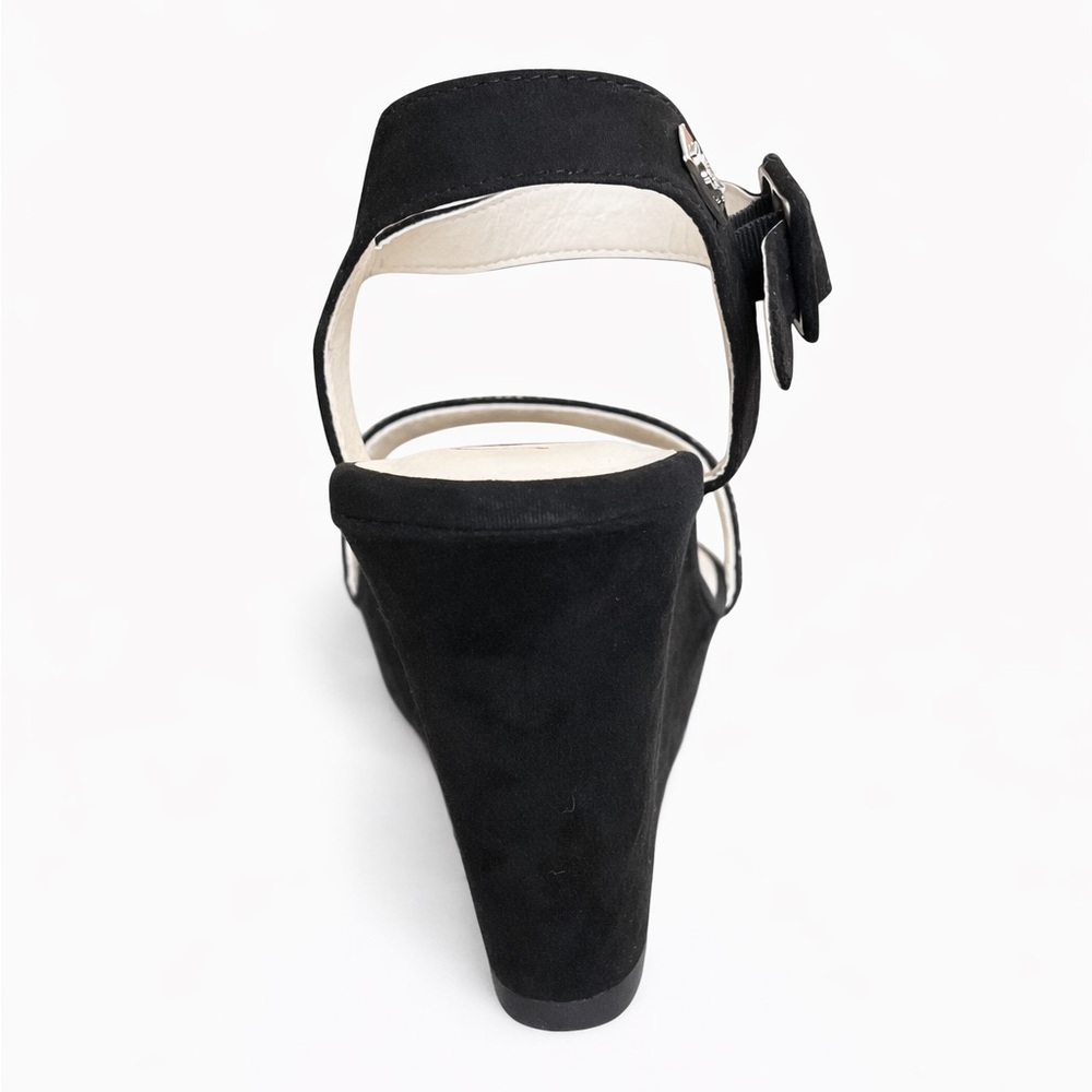 Sugar Chili Rhinestone Wedge Sandals Black Faux Suede Women’s 9.5 - Picture 5 of 6